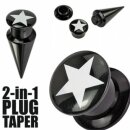 2-in-1 Black Acrylic Star Taper-Plug