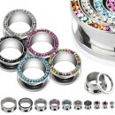 316L Surgical Steel Hollow Tunnel Multi Crystal