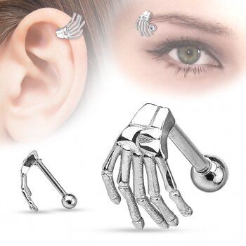 Tragus Ohr Piercing Cartilage - Skeleton Hand