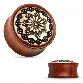 Holz Plug - Rose Holz - Floral Tribal