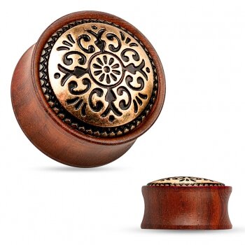 Holz Plug - Rose Holz - Antique Tribal Pattern