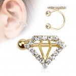Fake Ohr Piercing Clip Cartilage - Gold - Diamond
