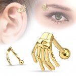 Tragus Ohr Piercing Cartilage - Skeleton Hand Gold