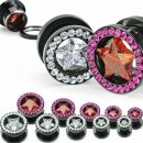 Black Titanium Anodized Flesh Tunnel with Star