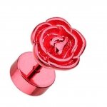 Blumen Fake Plug - Stahl - Rose - Rot