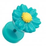 Blumen Fake Plug - Kunststoff - Gänseblümchen - Teal