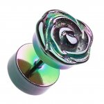 Blumen Fake Plug - Kunststoff - Rose - Regenbogen