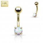 14 Karat Gold Bauchnabel Piercing - Mini - Opal Stein