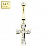 14 Karat Gold Bauchnabel Piercing Cross Dangle
