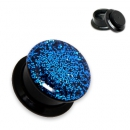 Glitter Plug - Kunststoff - Schwarz - Gewinde - Blau