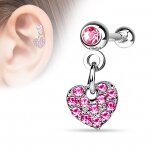 Tragus Ohr Piercing Cartilage - Heart Dangle Pink