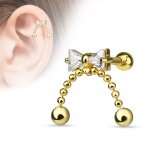 Tragus Ohr Piercing Cartilage - Ribbon Gold