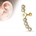 Tragus Ohr Piercing Cartilage - Flower Centered Lined Gold