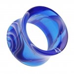 Flesh Tunnel - Double Flared - Kunststoff - Marble Swirl Blau