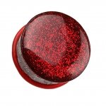 Glitter Plug - Single Flared - Kunststoff - Rot