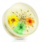 Silhouette Motiv Plug - Kunststoff Klar - Blume Gelb
