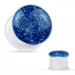 Glitter Plug - Double Flared - Kunststoff - Weiss - Blue