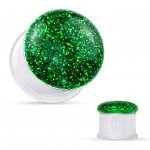 Glitter Plug - Double Flared - Kunststoff - Weiss - Green