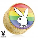 Playboy - Motiv Plug - Holz - Playboy Bunny Regenbogen