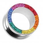 Flesh Tunnel - Stahl - Multi Kristall - Rainbow