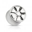 316L Surgical Steel 6-Spoke Wheel Tunnel Plug