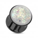 Kristall Plug - Stahl - Synthetic Opal