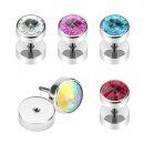 316L Surgical Steel Crystal Fake Plug