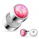 Fake Plug - Stahl - Opal Glitter - Pink