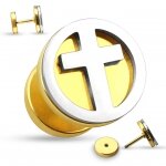Fake Plug - Kreuz - Gold