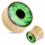 Holz Plug - Maple Holz - Green Eyeball