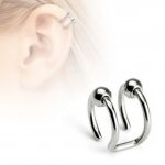 Fake Ohr Piercing Cartilage - Stahl - Doppelring Ball