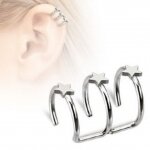 Fake Ohr Piercing Cartilage - Stahl - Dreierring Stern