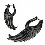 1 Paar Horn Ohrringe - Schwarz - Angelic Wing