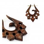 1 Paar Holz Ohrringe - Braun - Ornament